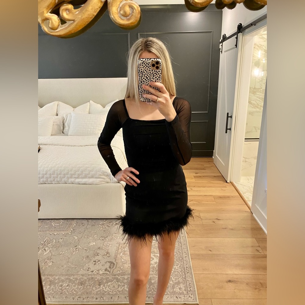 VICI Feather Trim Mini Skirt